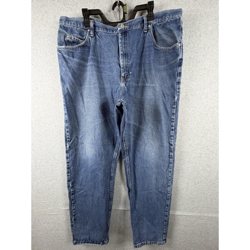 Wrangler Jeans Mens 42x32 Blue Denim Relaxed‎ Fit Straight Leg Zip Fly